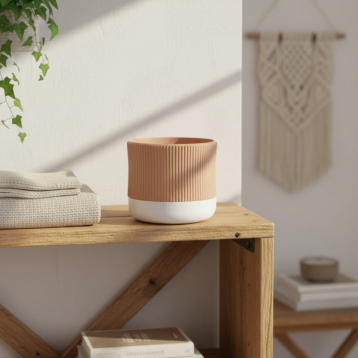 Planter pot "Rialto" – 3D Printed Ribbed Pot with Stand, Drainage Hole / No Hole, Removable Stand