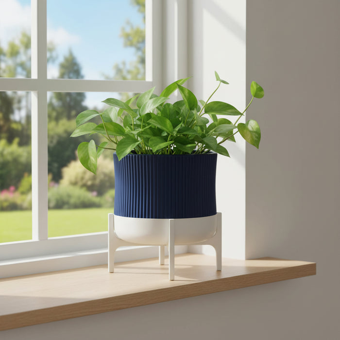 Planter pot "Rialto" – 3D Printed Ribbed Pot with Stand