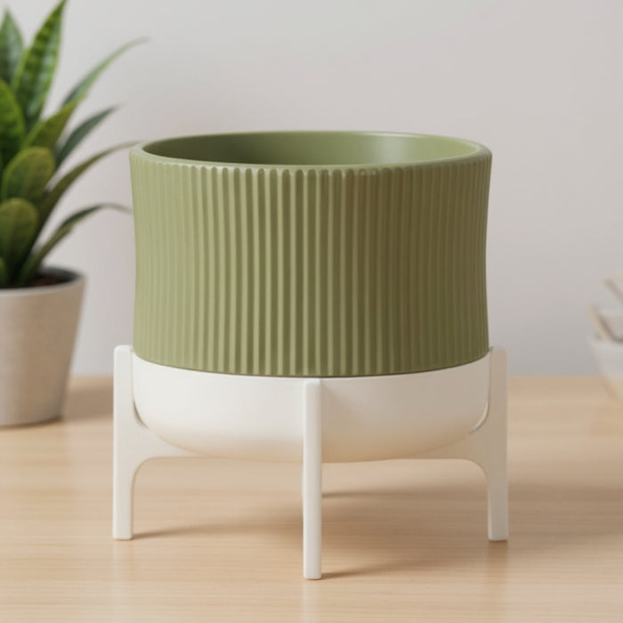 Planter pot "Rialto" – 3D Printed Ribbed Pot with Stand