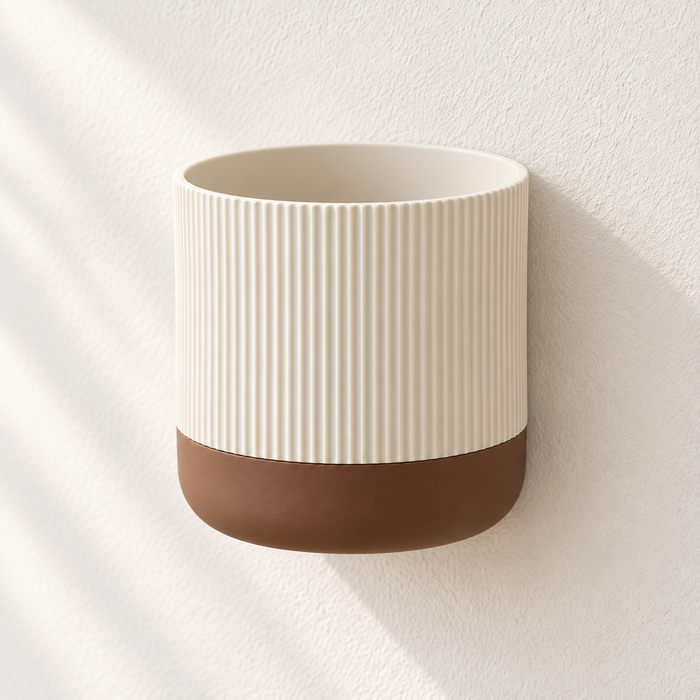 Rialto Two-Color Ribbed Wall Planter | Plant Pot