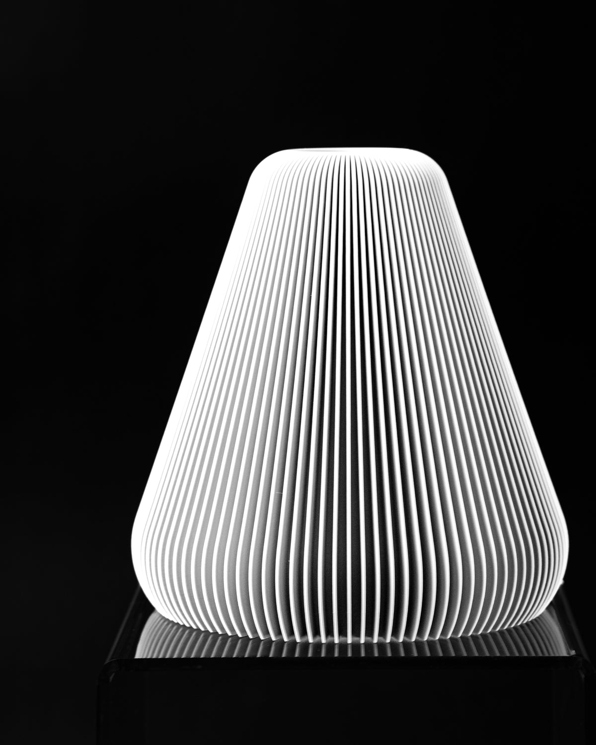 Front view of Rillan fine ribbed tapered vase