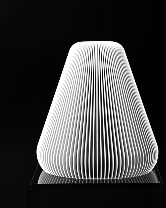 Front view of Rillan fine ribbed tapered vase