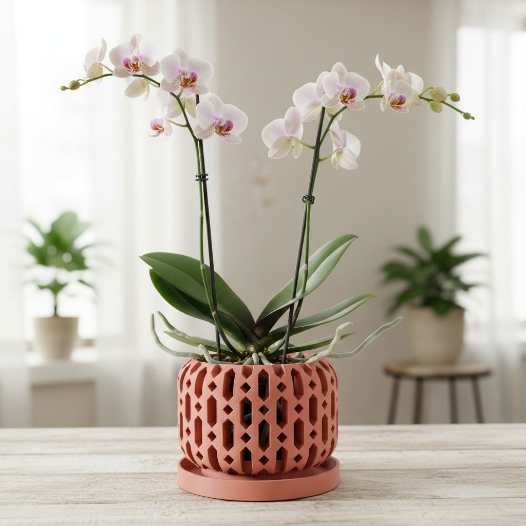 Ritar diamond lattice ventilated orchid pot, front view