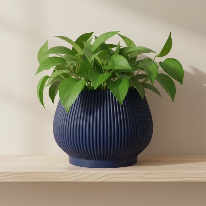 Ribbed Planter – Modern Fluted Plant Pot with Drainage "Rivon"
