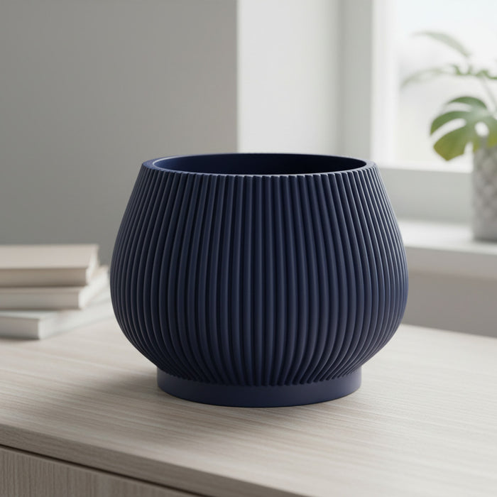 Ribbed Planter – Modern Fluted Plant Pot with Drainage "Rivon"