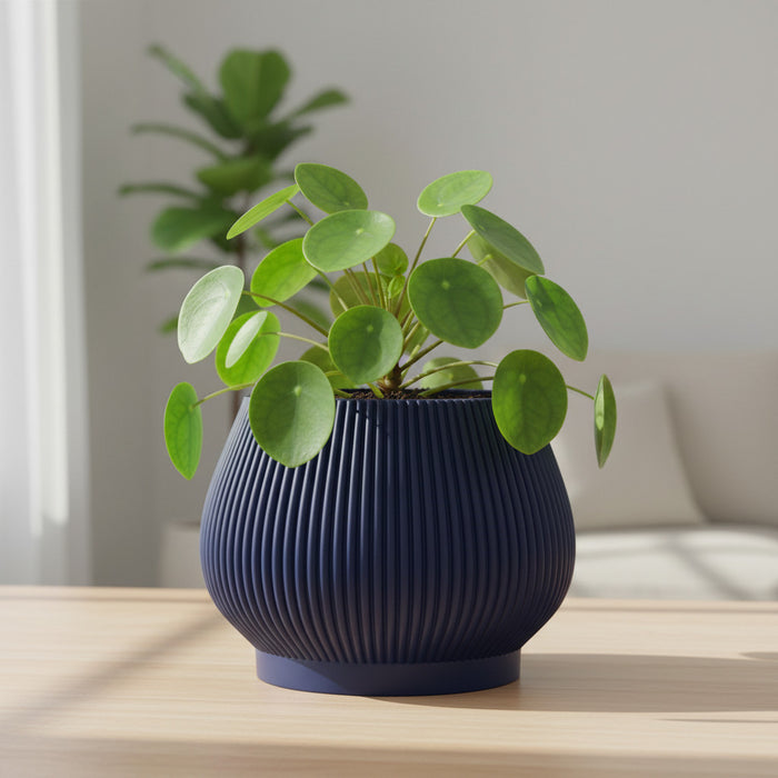 Ribbed Planter – Modern Fluted Plant Pot with Drainage "Rivon"