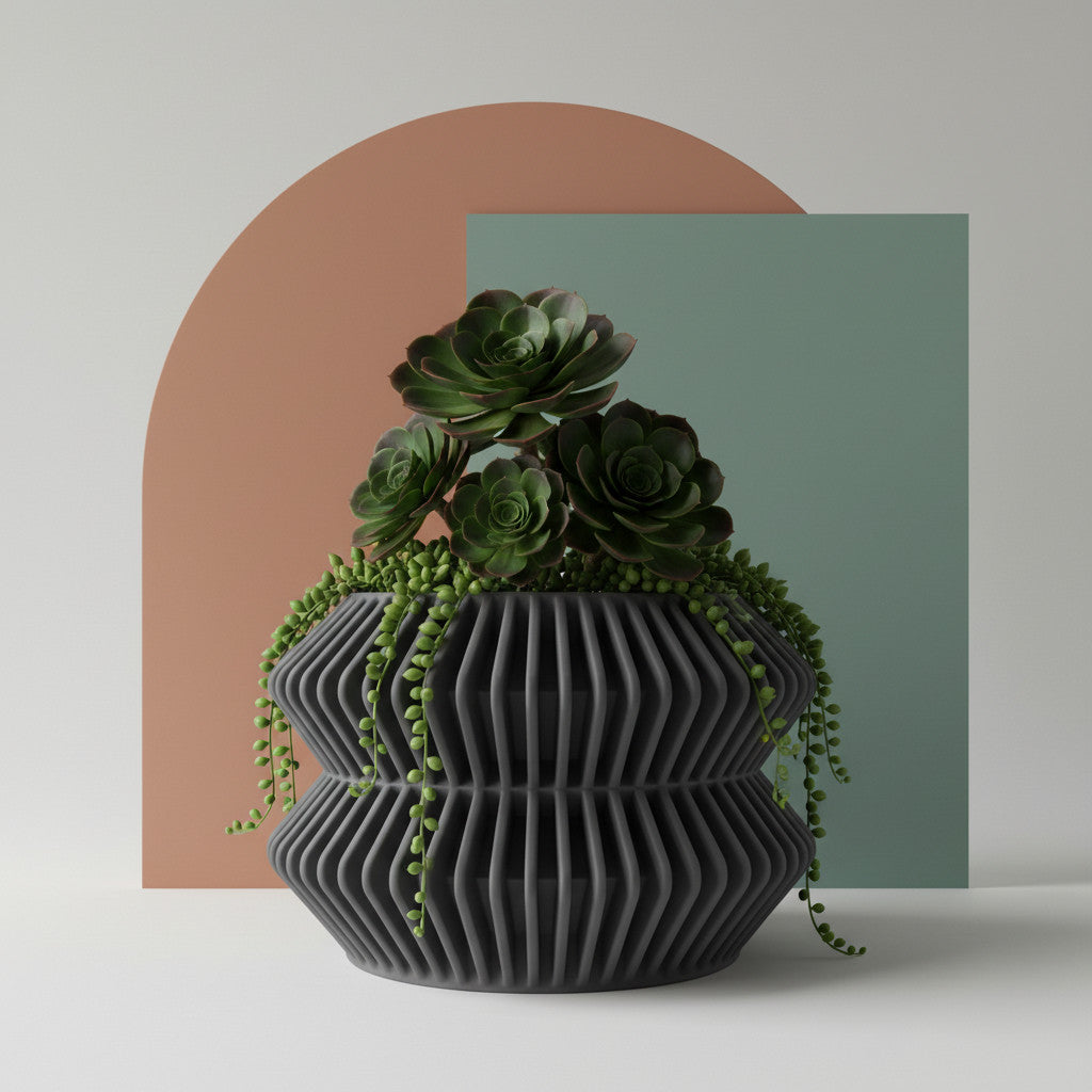 Rodel ribbed indoor planter, product view 3