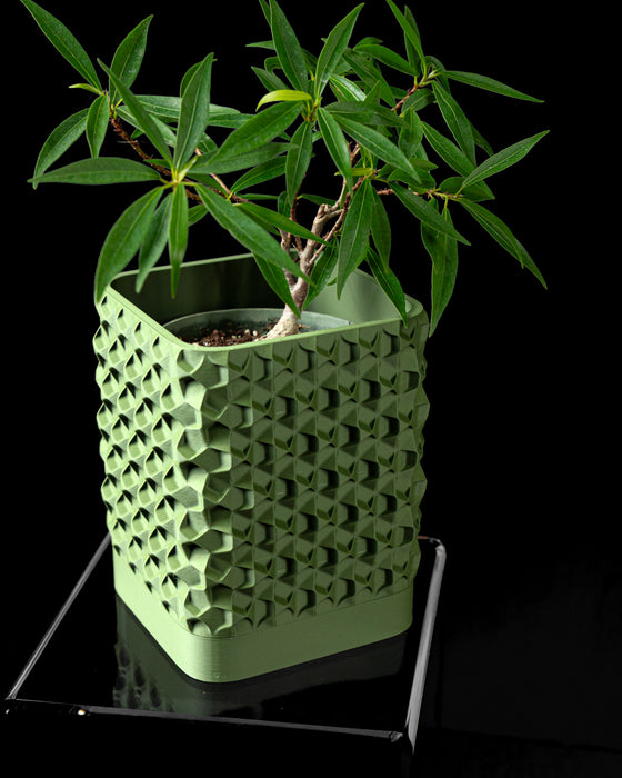 Rovi planter angled view showing square planting opening