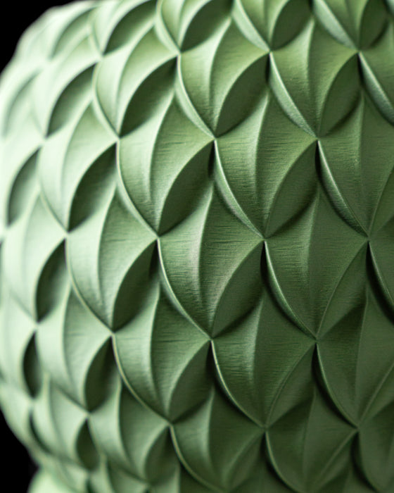 Close-up of Scale planter layered geometric surface texture