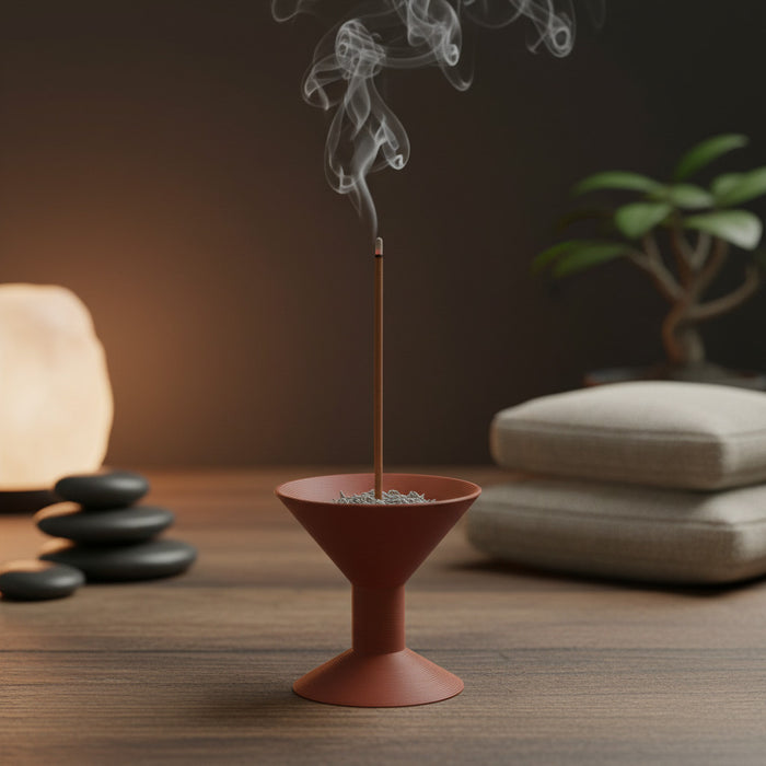Vertical incense holder "Seren" – 3D printed incense stick burner with ash catcher tray