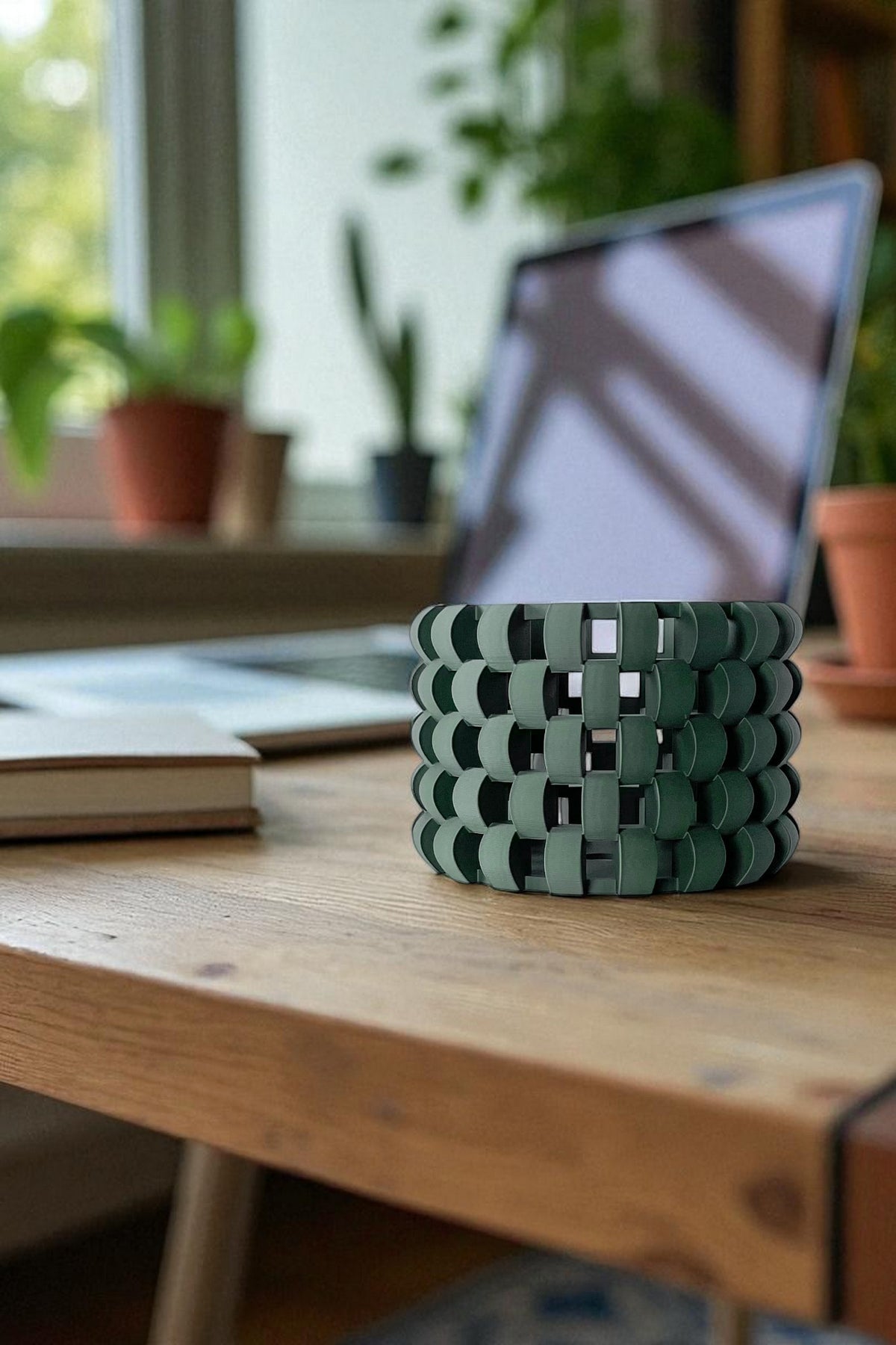 Sinol geometric cutouts ventilated orchid pot, top opening view