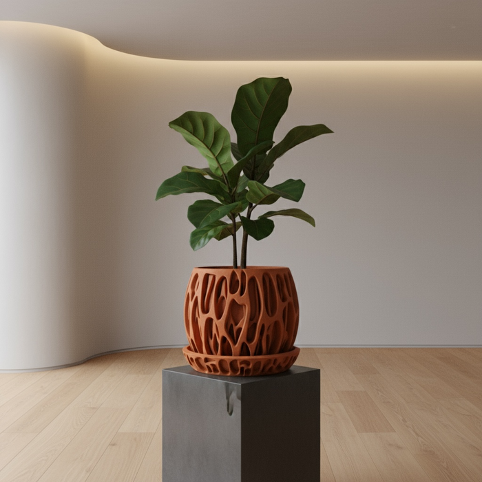 3D Printed “Slime” Planter – Organic Plant Pot with Saucer, Two-Tone or Single Color Design