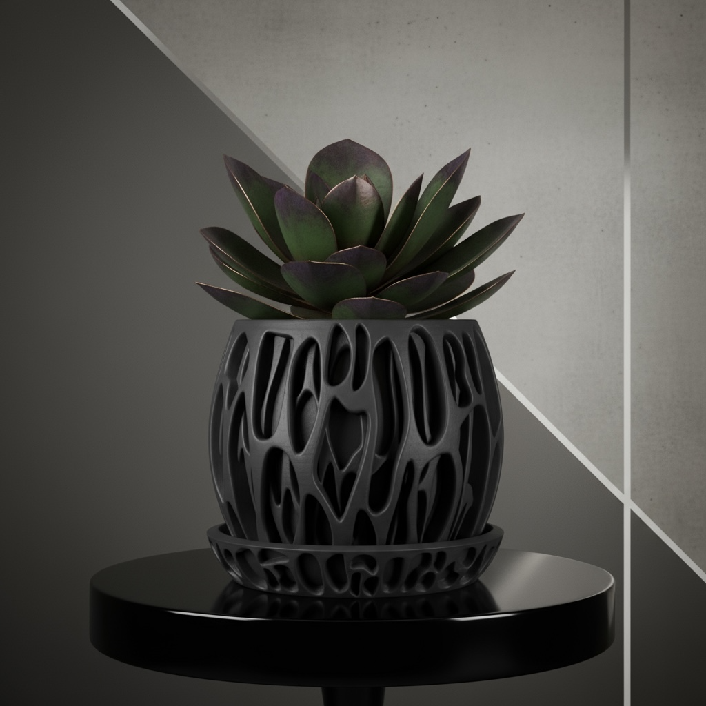 Slime woven texture indoor planter, product view 11