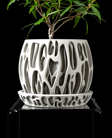 3D Printed “Slime” Planter – Organic Plant Pot with Saucer, Two-Tone or Single Color Design