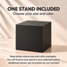 One black square stand with text explaining that one stand in the selected size and color is included; pots and plants are not included.