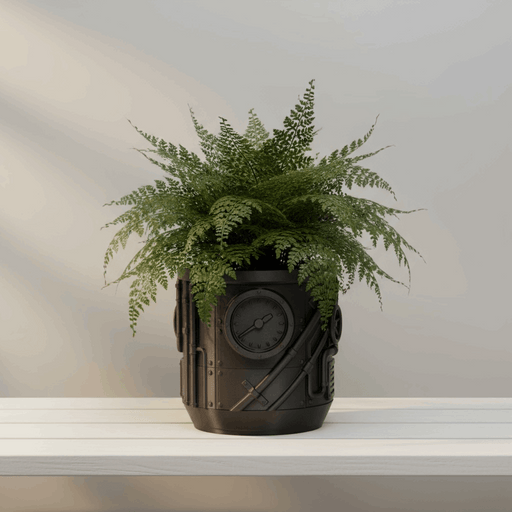 "Steamcore" Planter – Industrial Steampunk 3D Printed Plant Pot with Drainage Option