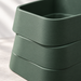 Design visualization showing the rounded corners, offset tier edges, and fine horizontal layer texture on a matte Forest Green planter in close-up.