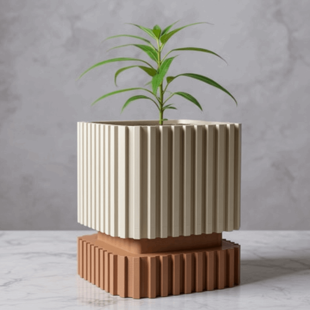 Stripes ribbed indoor planter, product view 11