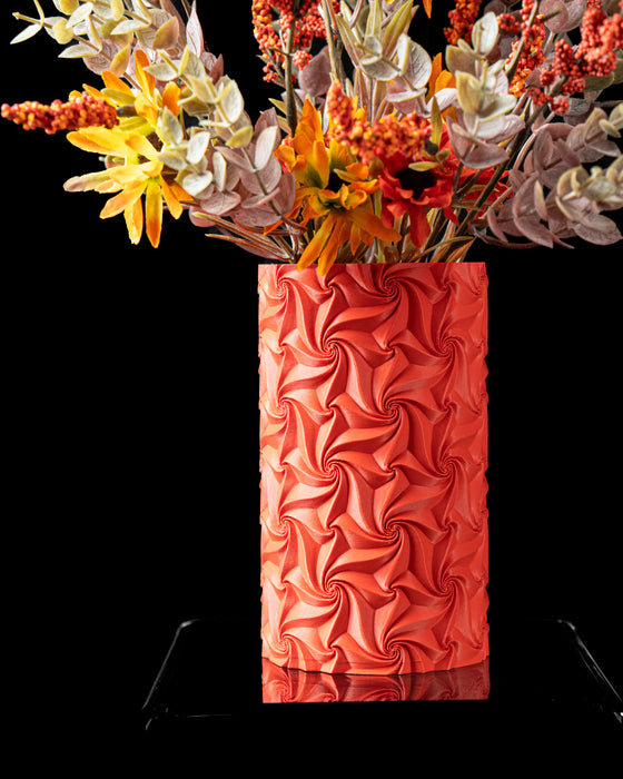 Swirl textured flower vase styled with stems