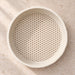 Tessaro shallow bonsai planter product detail showing the cream printed design.