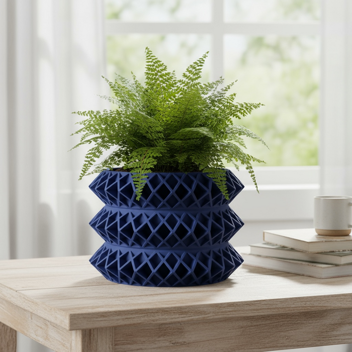 Architectural 3D printed planter, geometric lattice pot, multicolor or single tone  – “Tomo”
