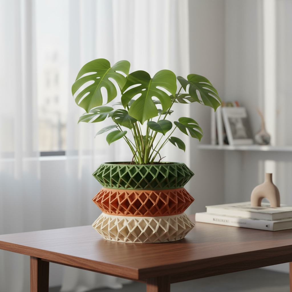 Tomo woven texture indoor planter, product view 3