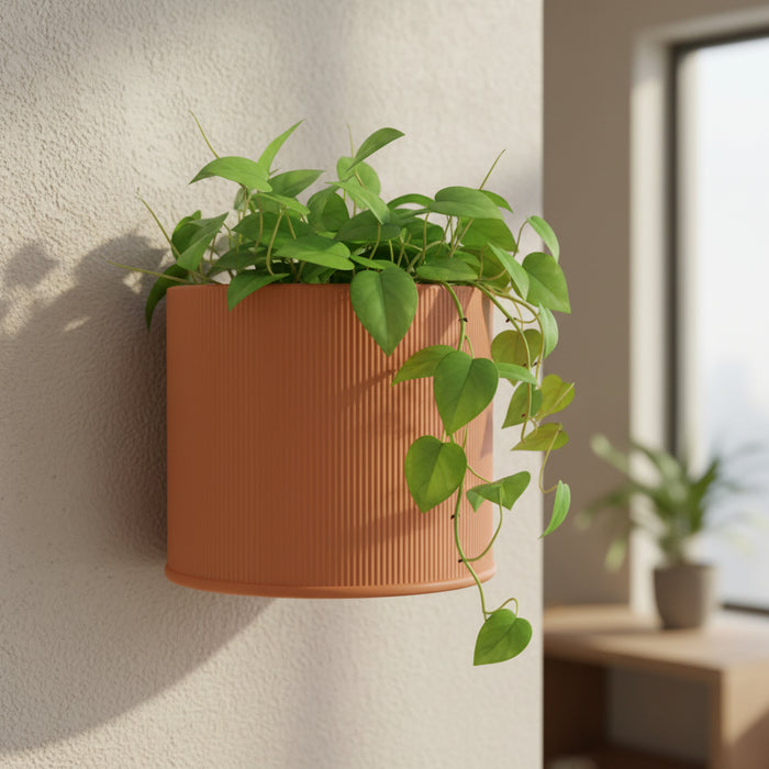 Modern Wall Planter “Tori” with Vertical Ribbed Texture