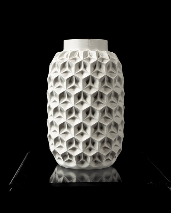 Trihex geometric textured vase, front product view