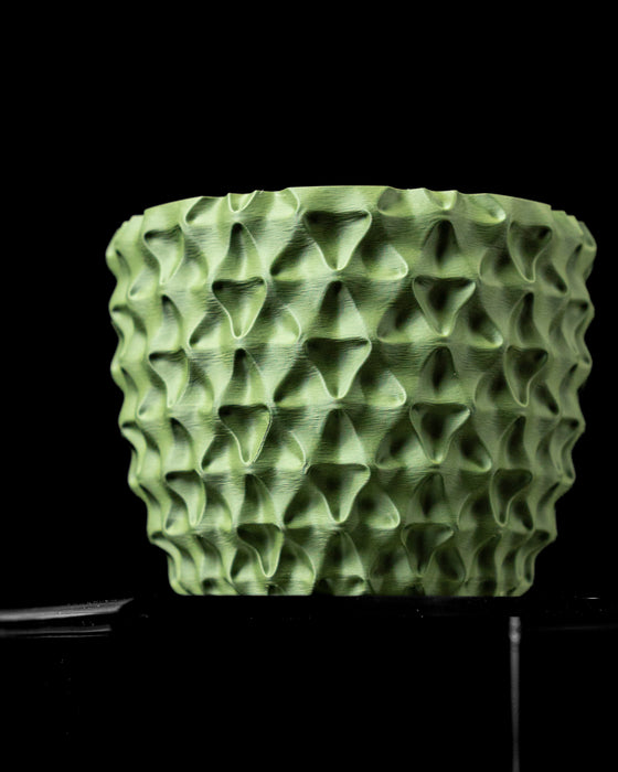 TriWave textured round indoor planter pot, front view