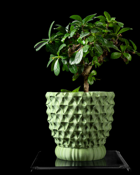 TriWave textured planter styled with an indoor plant