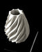 Twisted spiral vase angled view showing sculptural opening