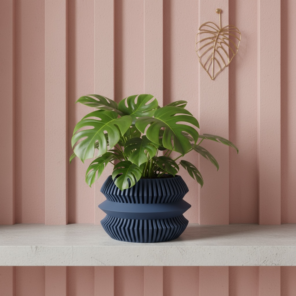 Uldol ribbed indoor planter, product view 10