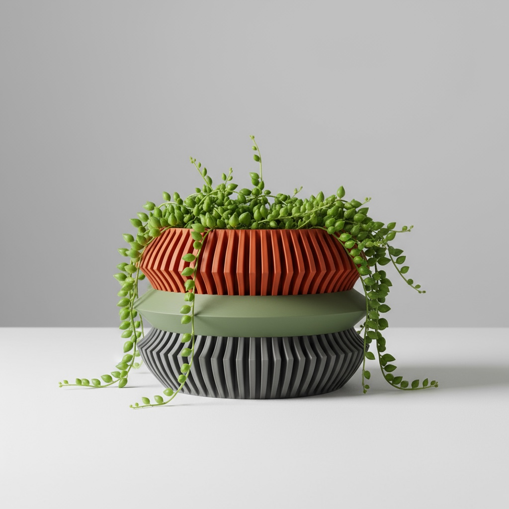 Uldol ribbed indoor planter, product view 2