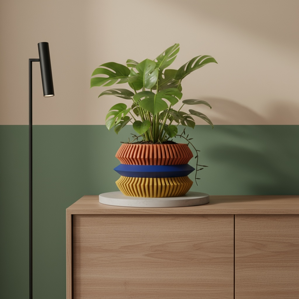 Uldol ribbed indoor planter, product view 12