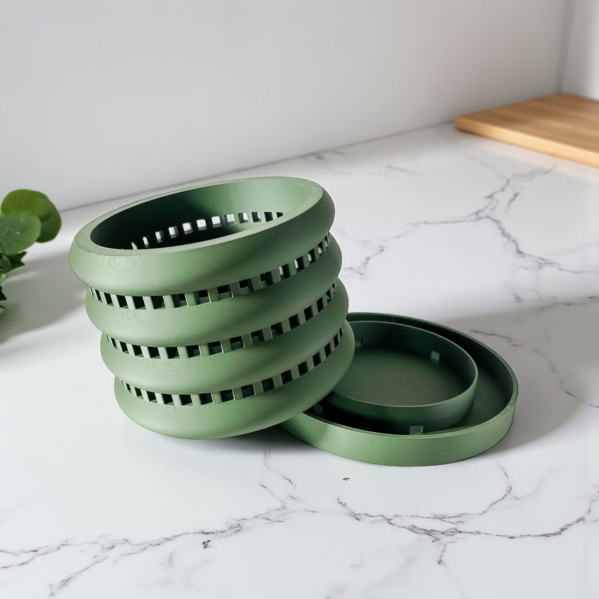 Ulra ventilated orchid pot with horizontal bands, indoor display view