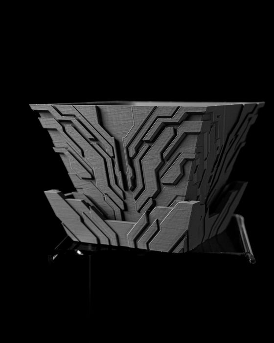 Uplink square circuit-pattern indoor planter pot, front view