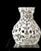 Aesthetic white vase crafted with numerous irregular cutouts and undulating 3D-printed surface layers; the model blends modern sculpture with practical floral use, offering a rounded body and slightly flared top; each hole is uniquely shaped, creating a biological, natural rhythm in the design; best used for dried flowers, decorative stems, or curated floral arrangements in bold modern interiors.