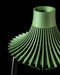 3d printed green vase holding dried flowers, flared pleated base contrasts with vertical stem-like neck, ideal for minimal floral styling