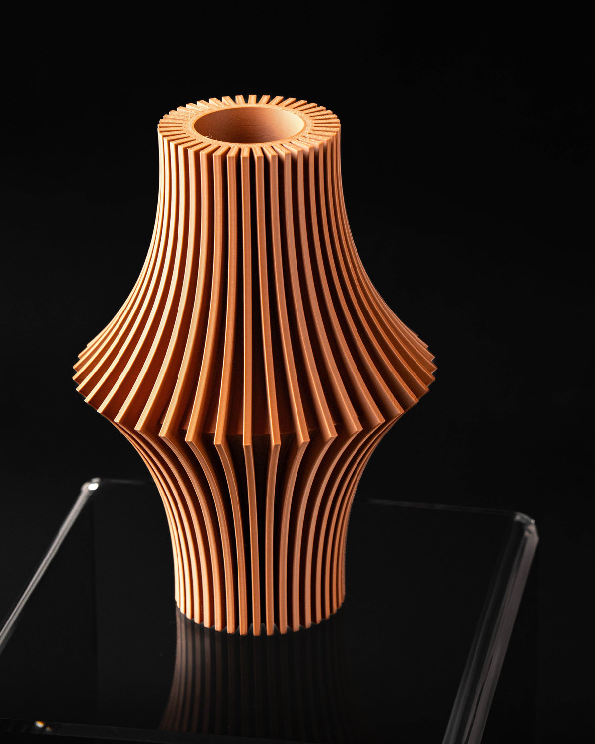 Vela ribbed hourglass vase, angled product view