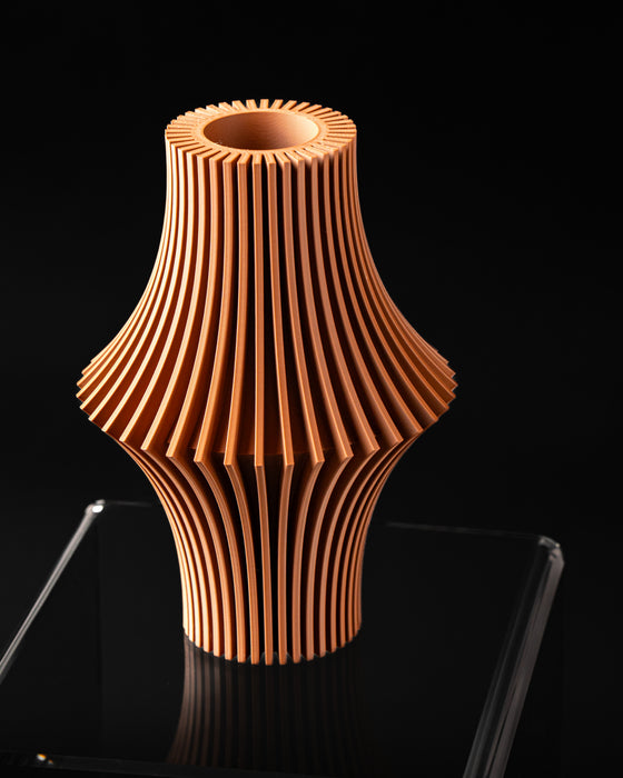 Vela ribbed hourglass vase, angled product view