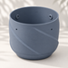Empty Grey Blue hanging planter showing diagonal folds, reinforced cord openings and an attached water collector.