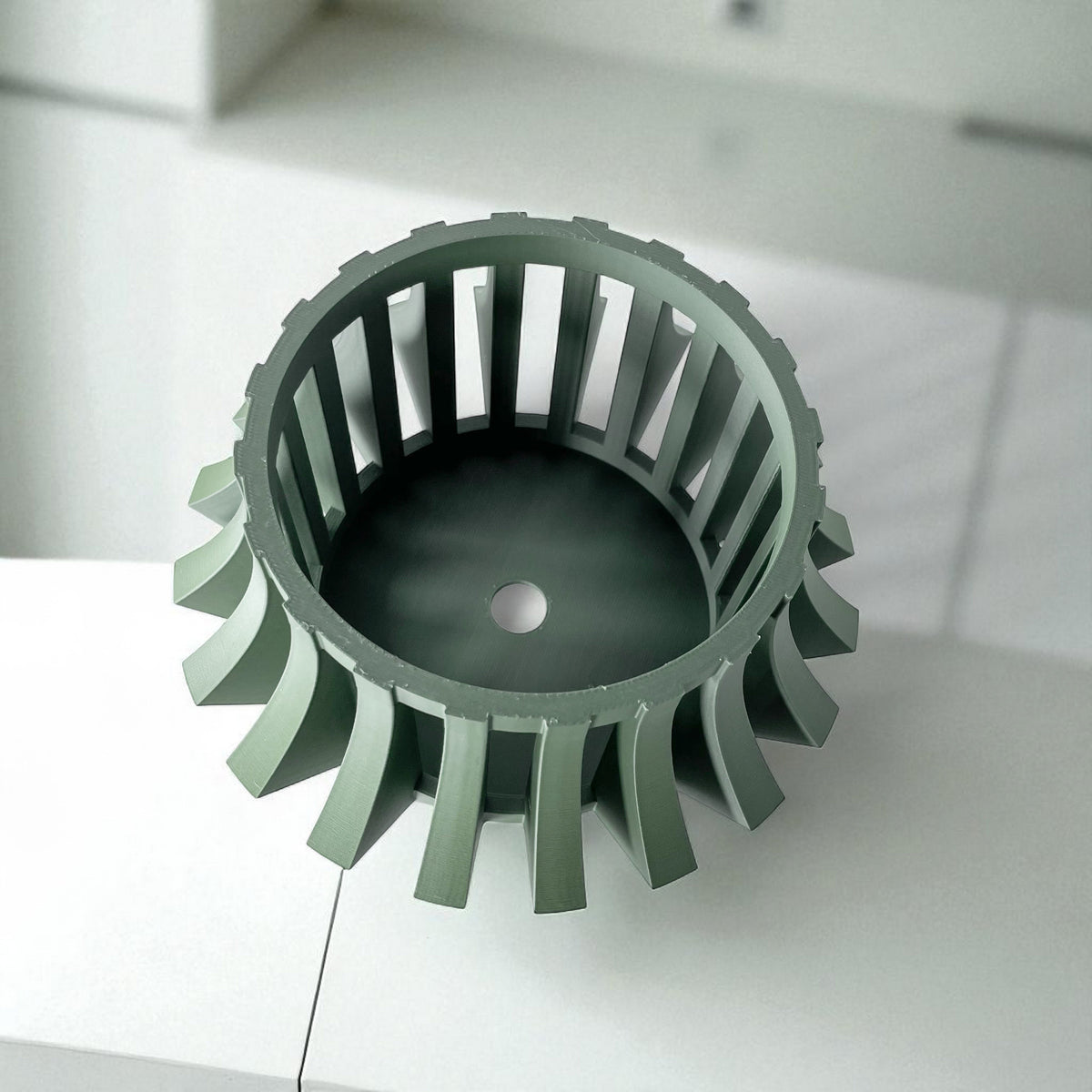 Veria sculptural openwork ventilated orchid pot, top opening view