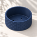 Empty navy blue Vewo bonsai bowl without its detachable tray, showing the basketweave texture and drainage openings.