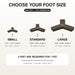 Trivio size guide for one foot showing Small, Standard and Large dimensions in inches and millimeters.
