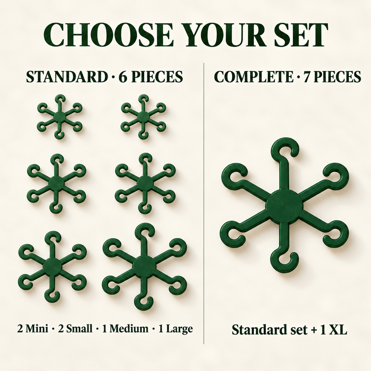 Six-piece Standard plant stem support set beside the XL add-on for the Complete set