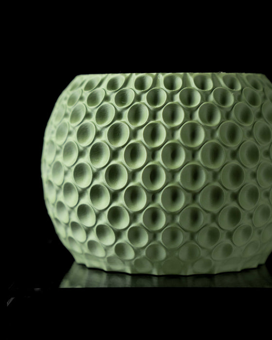 open top view of bubble texture green planter pot, flower pots, planter pot, gifts for mom, low planter pot, unique home decor, unique planter, 3d printed planter, indoor planters, planter pots unique, succulent pots, ornate flower pot, book plant pot