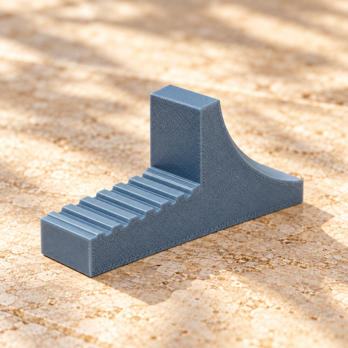 Close-up of one ASA pot foot showing the grooved support platform, curved profile and printed texture.