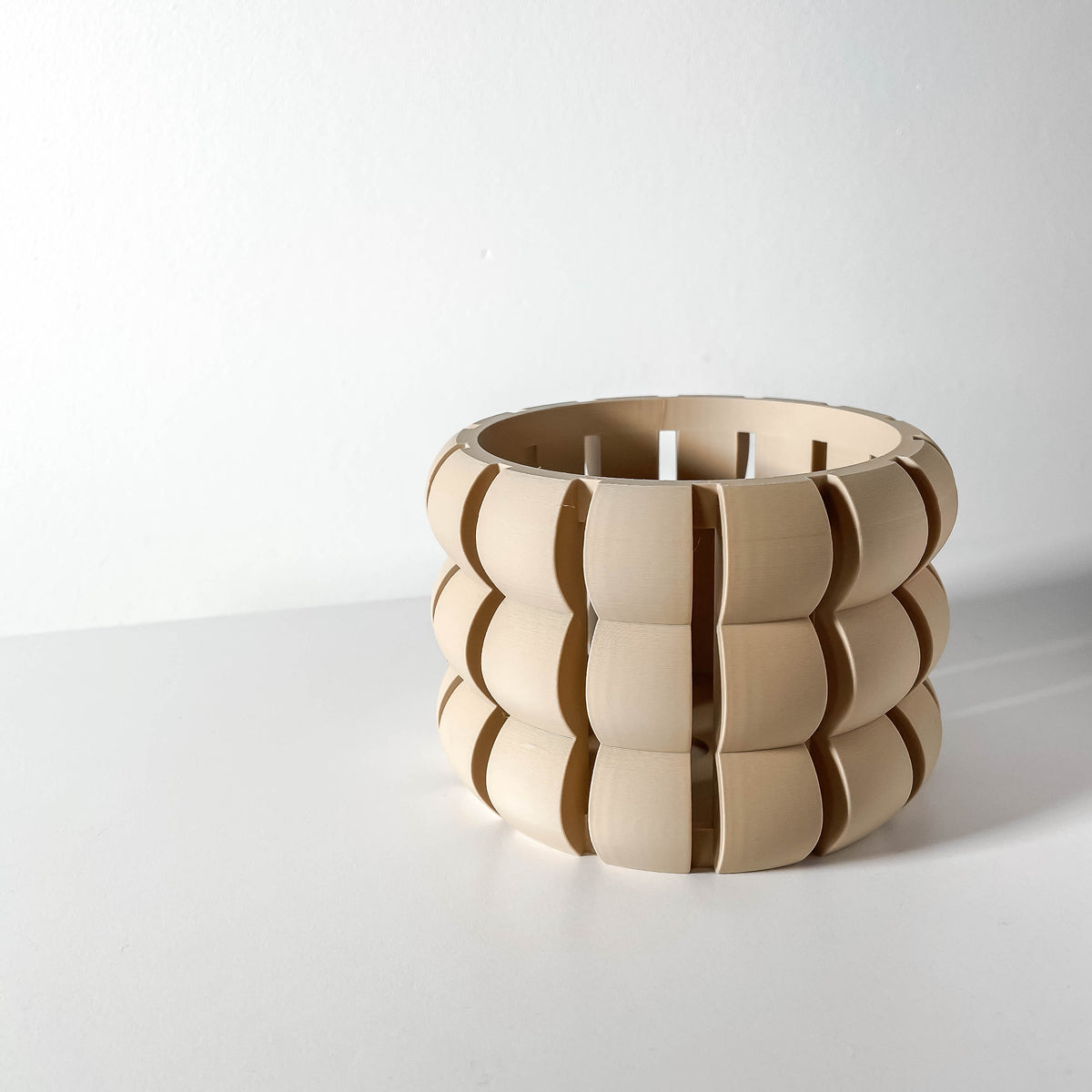 Lami layered open slats ventilated orchid pot, bottom tray view