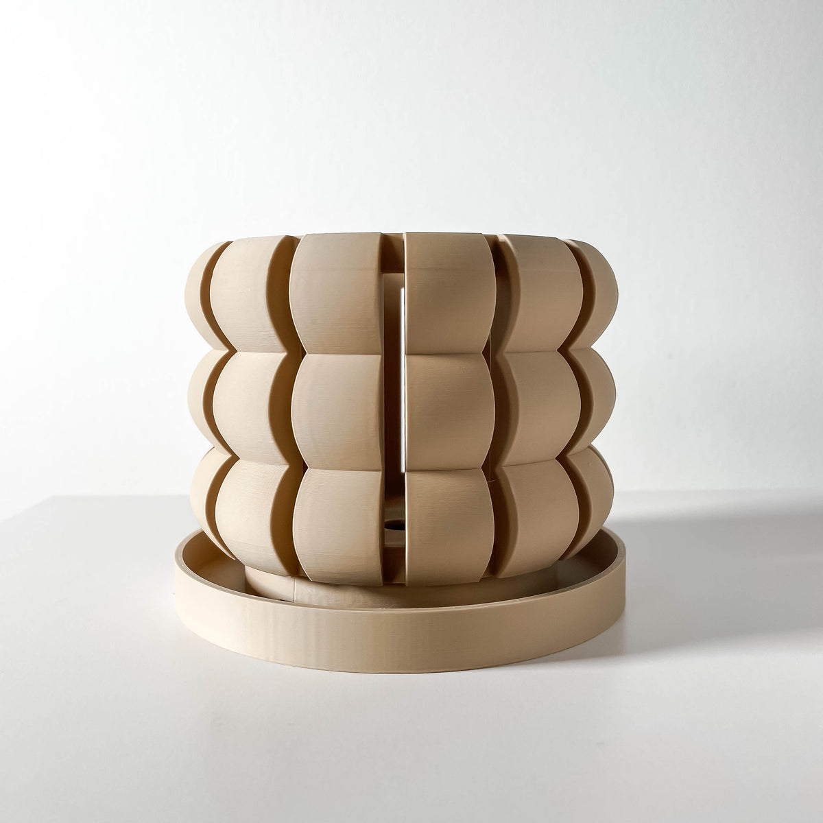 Lami layered open slats ventilated orchid pot, front view