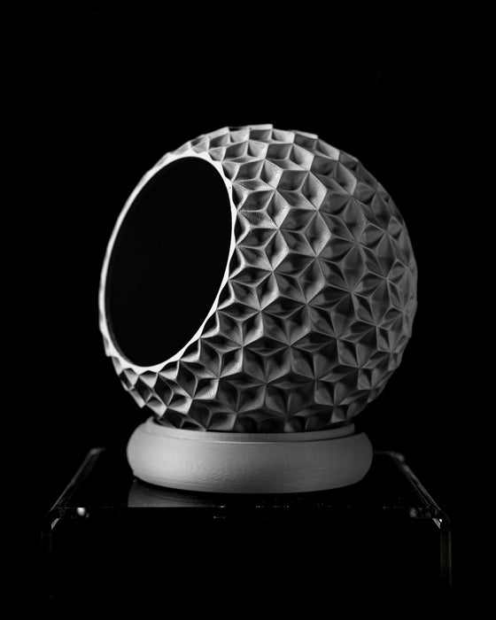 black 3d printed flower pot with low wide body and dimensional geometric texture, planter pot design ideal for succulents and indoor planters, unique planter choice for book plant pot or elegant gifts for mom